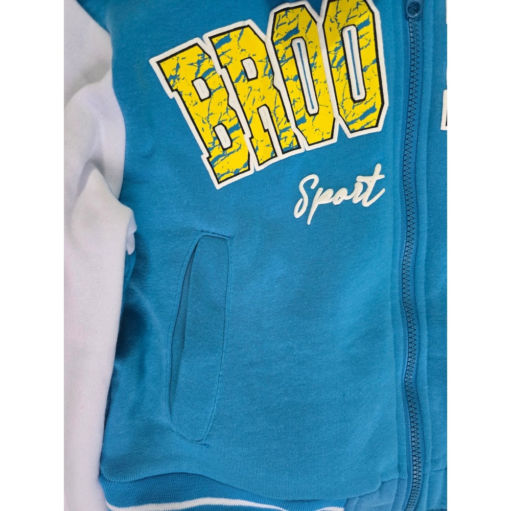 New Look Brooklyn Sport Team Varsity Bomber Jacket Teal Blue White Size M - Picture 6 of 16